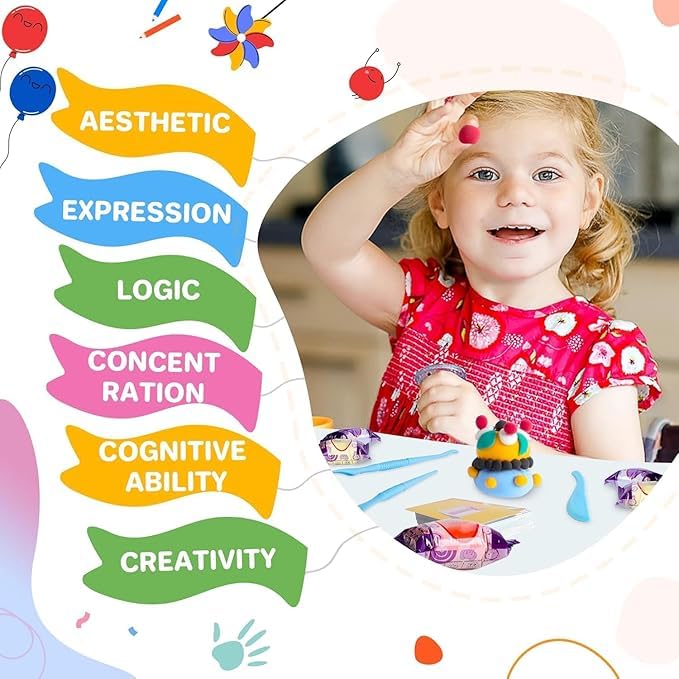 Image of Eclet (Pack of 24) Air Dry Clay, Colorful Children Soft Clay, Creative Art Crafts, Gifts for Kids-Multi Color. Non-Toxic Modeling Magic Fluffy Foam Bouncing Clay Putty Kit for Kids with Tools (24)