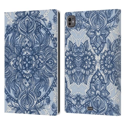 Housse iPad Pro 11 M4 cuir et mandala bleu pour les professionnels