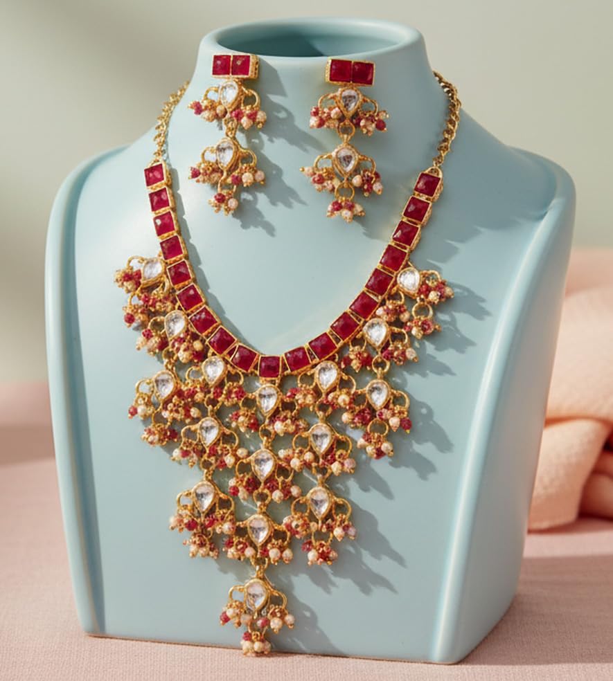 Image of Touchstone Indian Colorful Delicate Desire Traditional Exclusive Designer Jewellery Pendant Sets for Women