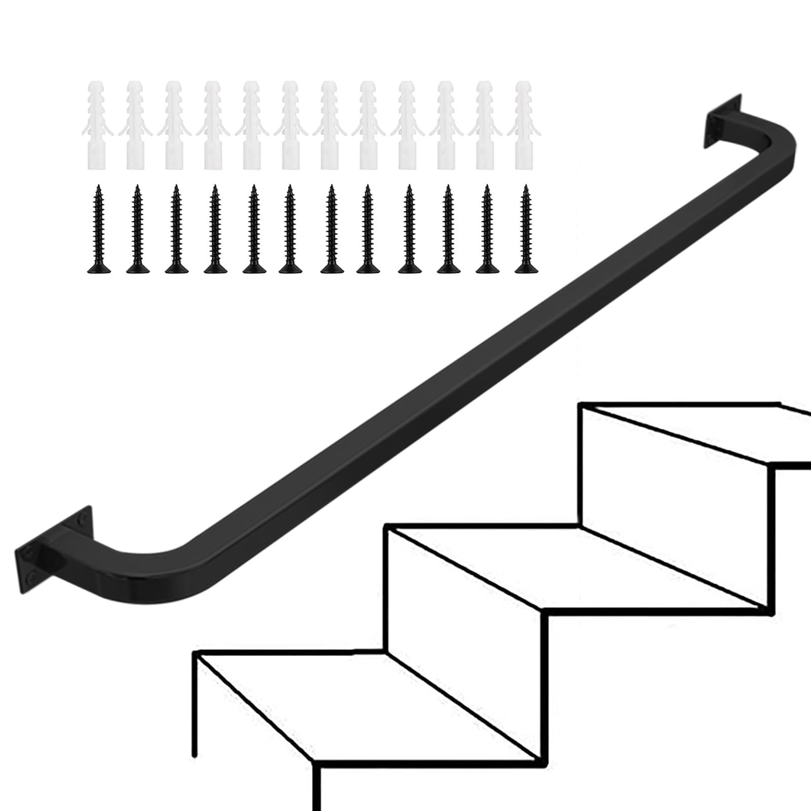 Supports en fer forgé et vis métalliques pour rampe d'escalier murale