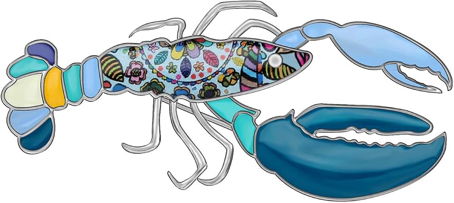 DOWAY Colorful Lobster Brooch Lapel Pin for Women Girls Gifts Enamel Scarf Clothes Jewelry