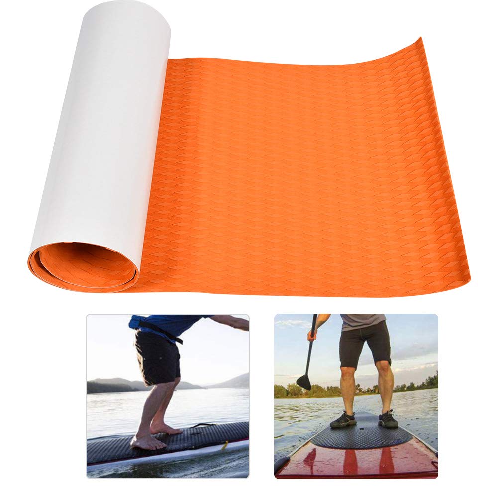 EVA imitación teca antideslizante tabla de surf Caza tracción almohadilla agarre Mat para los amantes de los deportes acuáticos negro naranja 86.61x25.59x0.20 pulgadas (naranja)