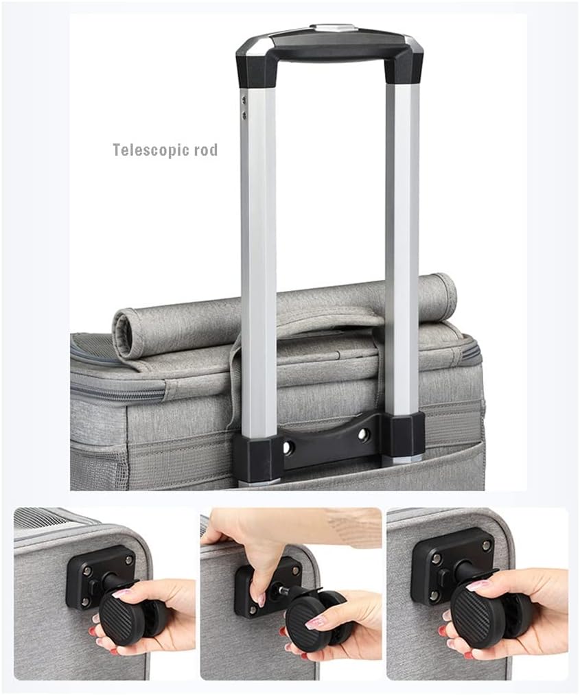 KITCISSL Double Layer Dog Pram Cat Strollers for 2 Cats, Pet Cat Dog Travel Carrier with Wheels, Cat Bag Portable Outdoor Pet Pushchair Folding Soft Sided Carriage for Puppy, Rabbits(Gray A)