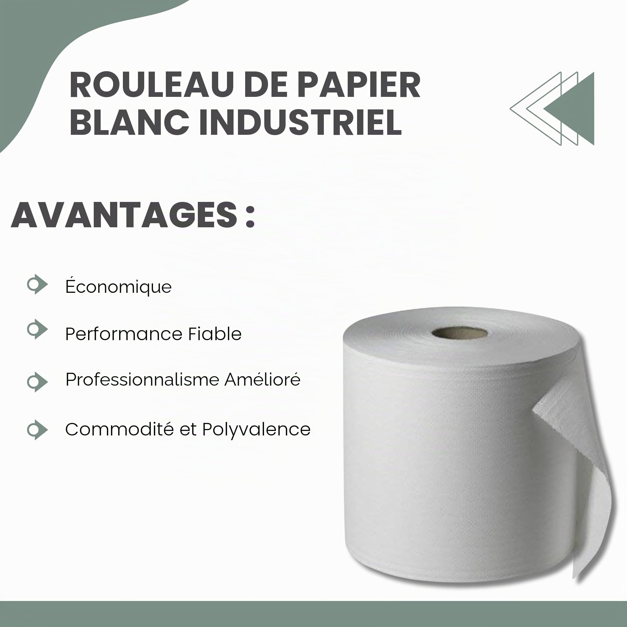 Balsat Lot de 6 bobines de papier industriel blanc 100 % pâte vierge