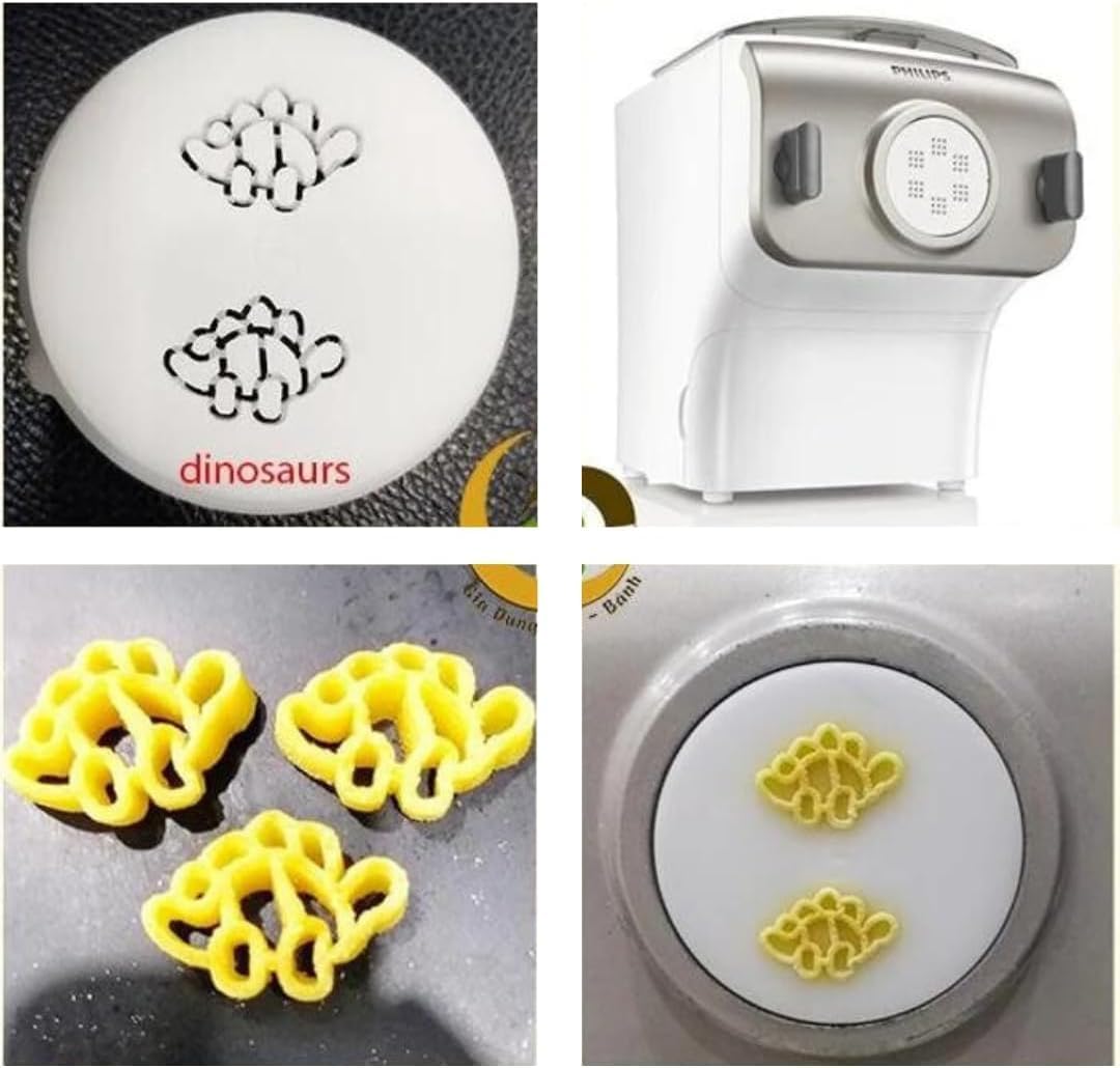 Fun Dinosaur Shaped Pasta Noodles Disc for Kids, Electric Philips Pasta Maker Attachments Machine, Automatic Pasta Maker, Kitchen Appliances (Stegosaurus)