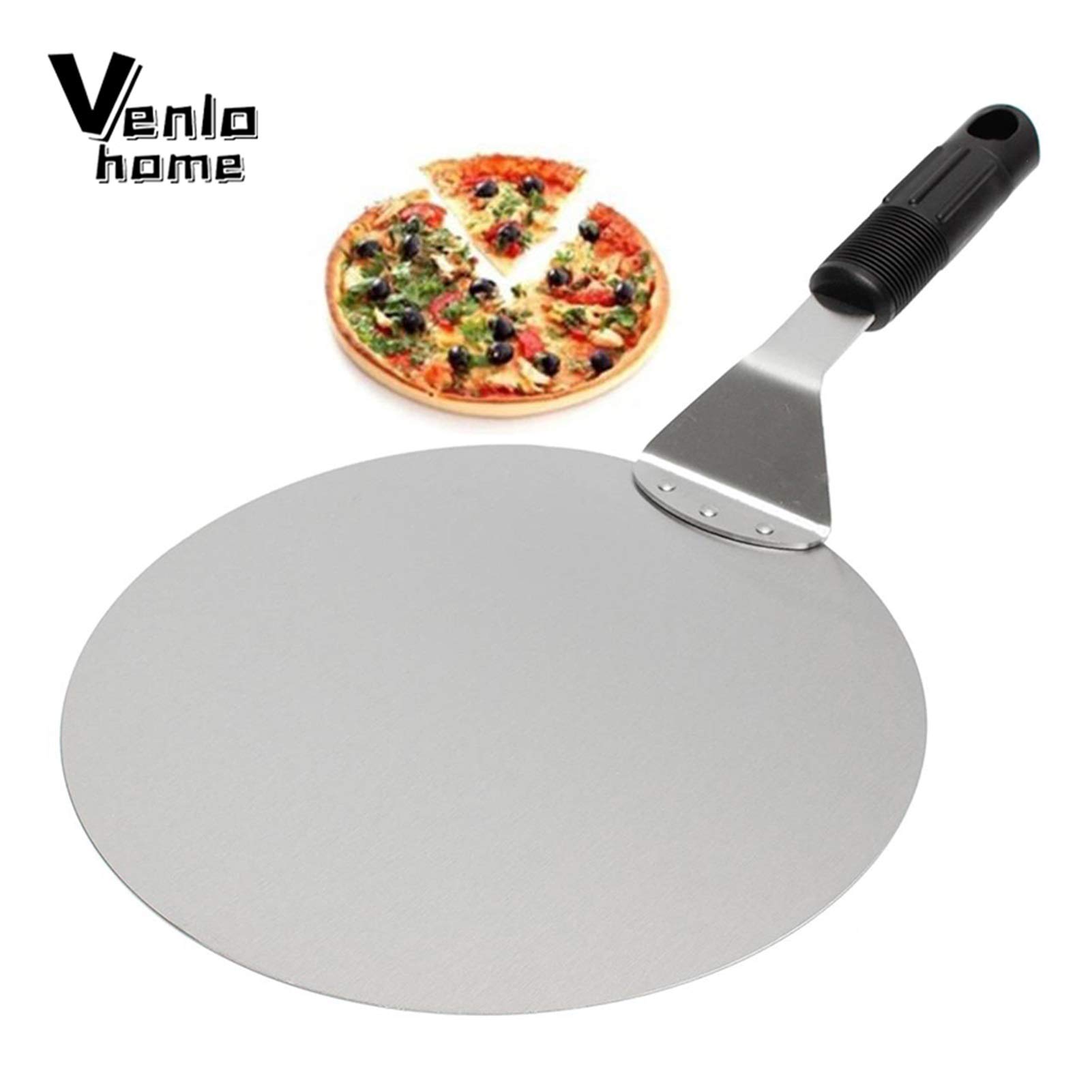 Wiosło do pizzy 25 cm Łopatka do pizzy ze stali nierdzewnej Łopata do pizzy Turner Podnośnik do ciasta Taca Pan Strona główna Pieczenie w kuchni Narzędzia do pieczenia ciasta Akcesoria (Kolor: Czarny)