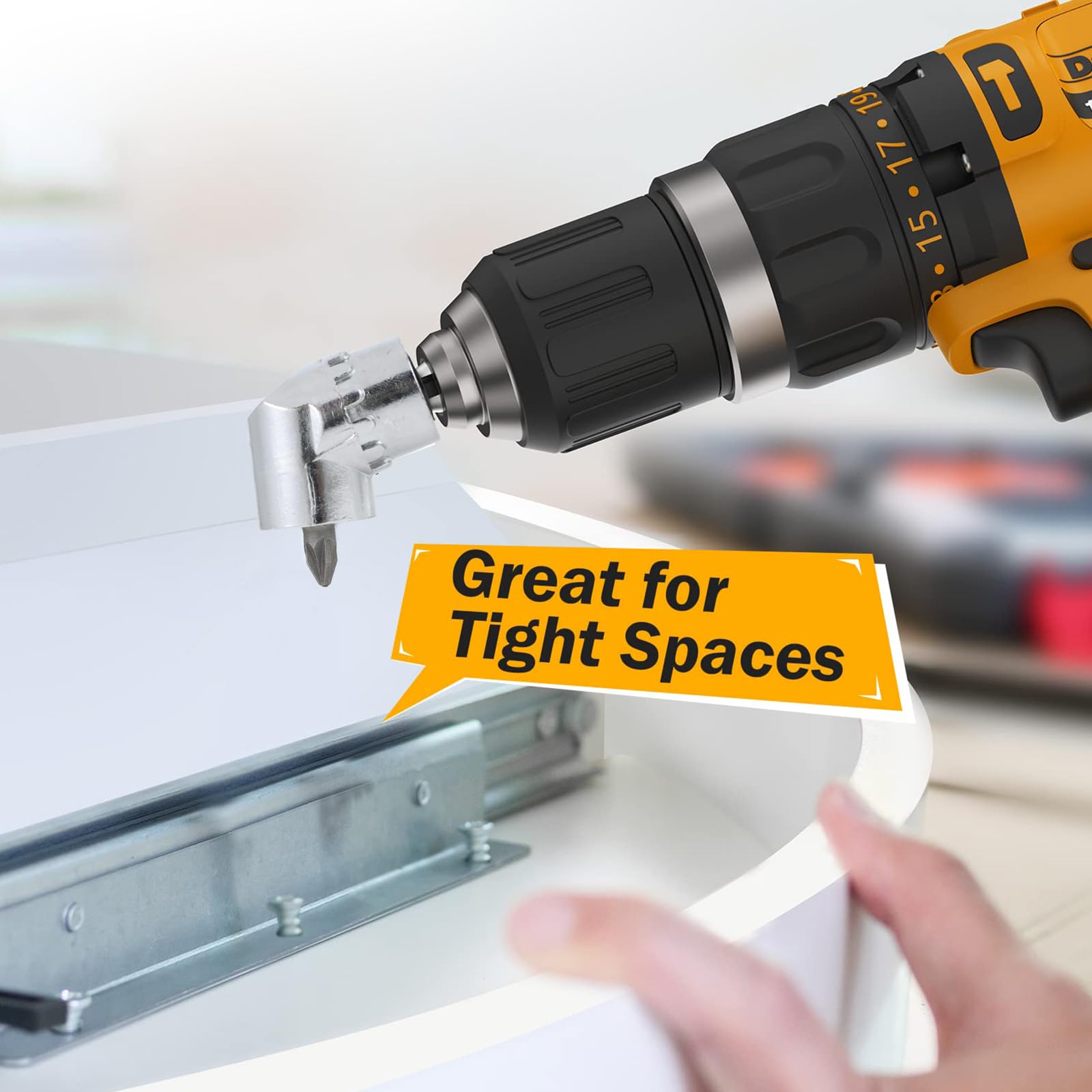 Adattatore per Trapano ad Angolo Retto 105° Avvitatore Angolare, Trapano Angolare 1/4" con Punta Magnetica perfetto per spazi ristretti e lavori di precisione design compatto per garage e officina