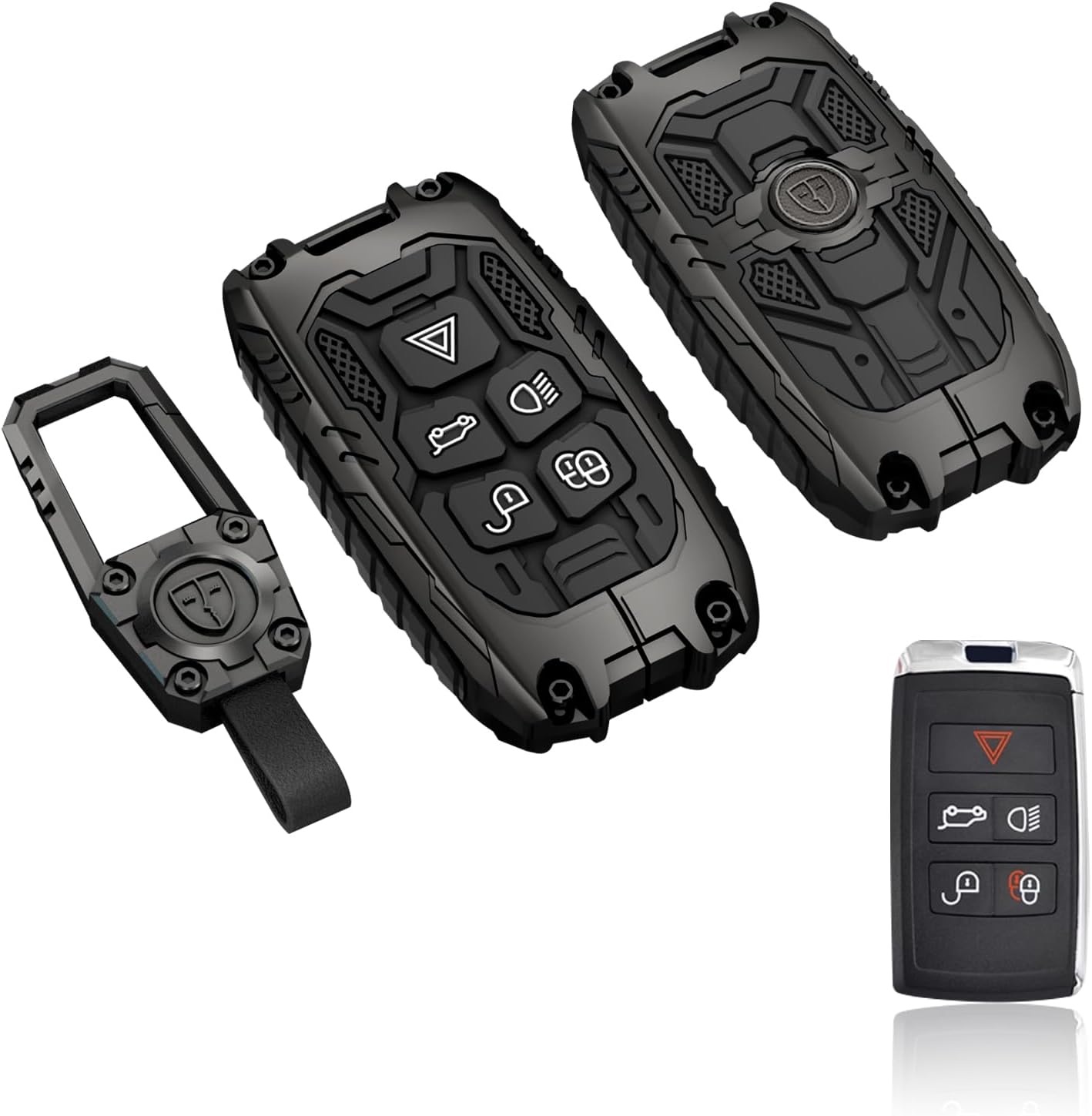for Land Rover Key Fob Cover Keychain Compatible with 2018-2025 2026 Land Rover Range Rover Evoque Sport Velar Defender Discovery 5 Jaguar E I-PACE Accessories Key Case Protector, Model A