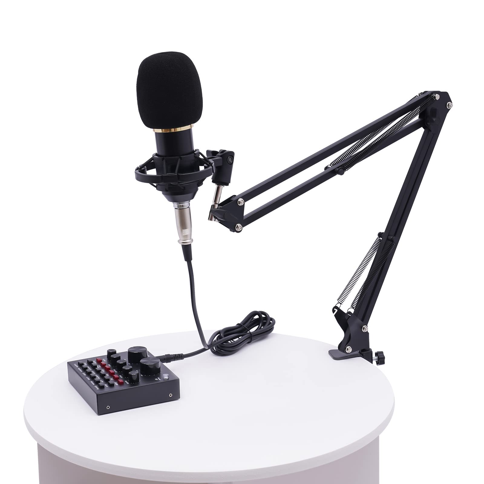 Juego De Micrófono De Condensador V8, Tarjeta De Sonido En Vivo, Mezcladora De Audio, Cambio De Voz con Suspensión De Micrófono, Micrófono USB para Transmisión En Directo