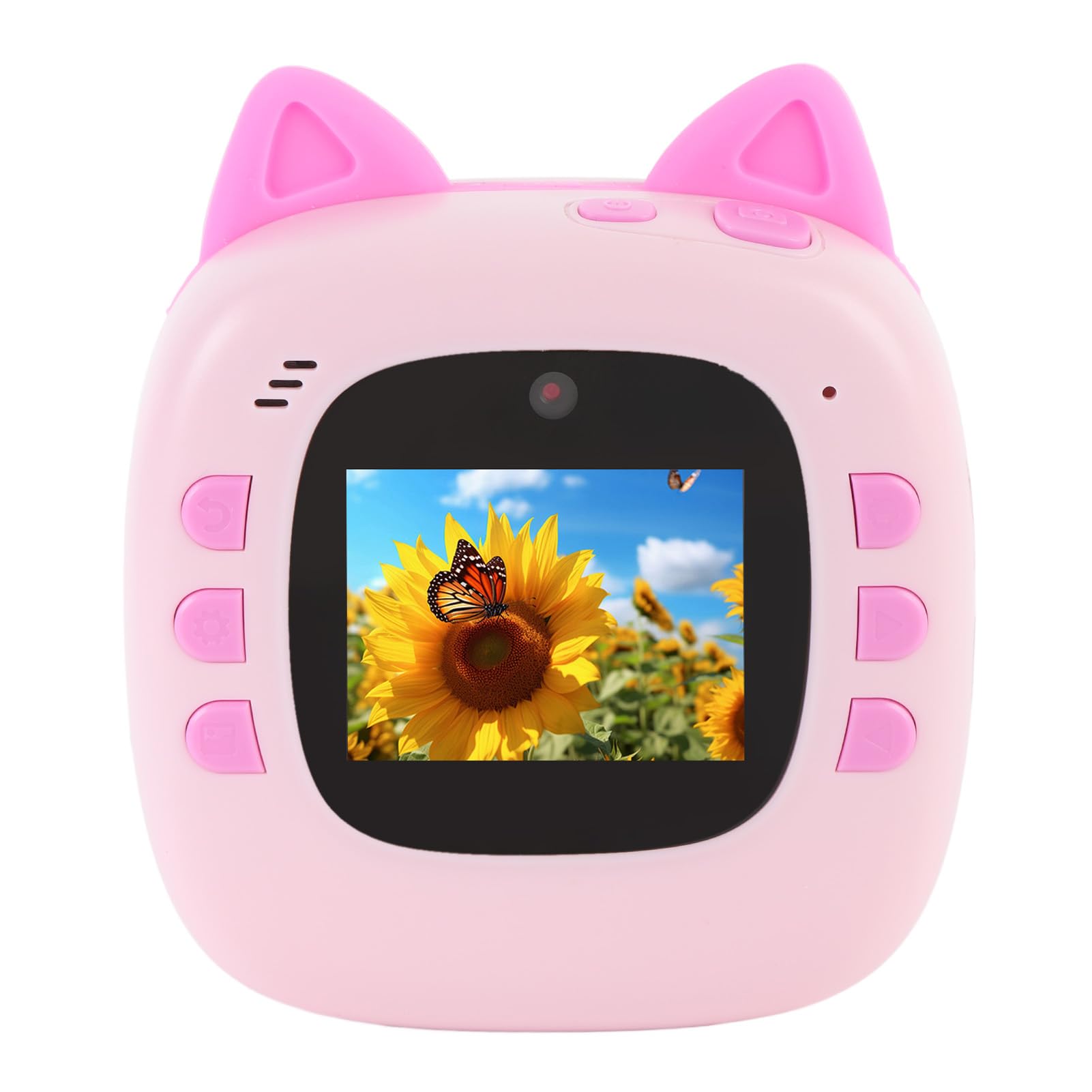 Tbest Cámara de Impresión Instantánea HD Lente Dual Zoom 4X Pantalla de 2 Pulgadas Viaje Compacto con 3 Rollos de Papel Niños Niñas (Pink)