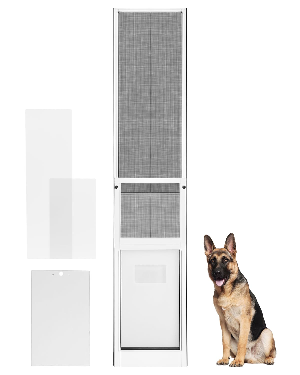 Extra Large Dog Door for Sliding Door - X Large Dog Door for Sliding Glass Door - Pet Door for Patio Slider Insert, White