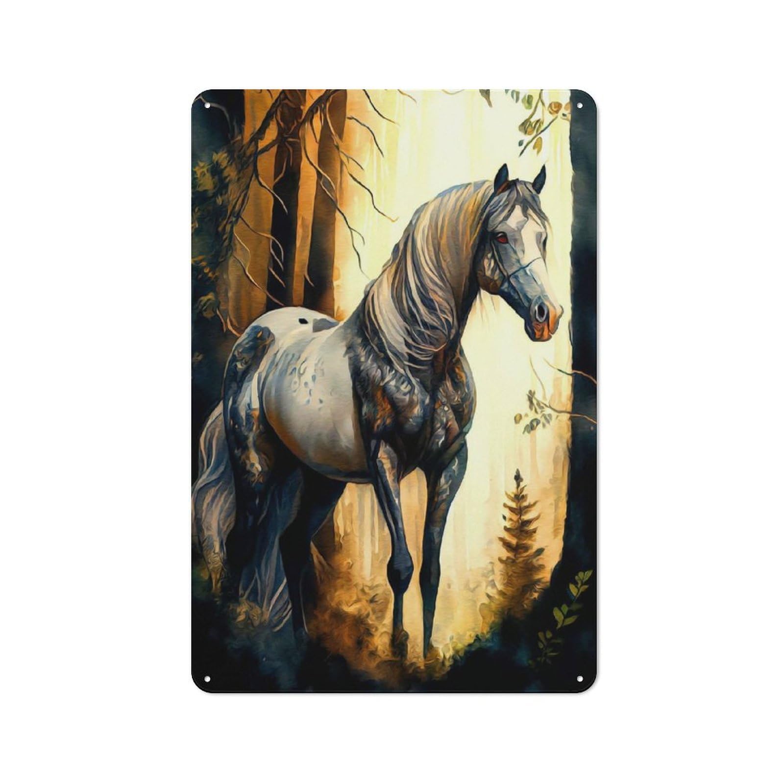 Horse Farmhouse Metal Sign 30x20cm, Rustic Cottage Wall Art for Cottage, Kitchen, Hallway Or Breakfast Nook