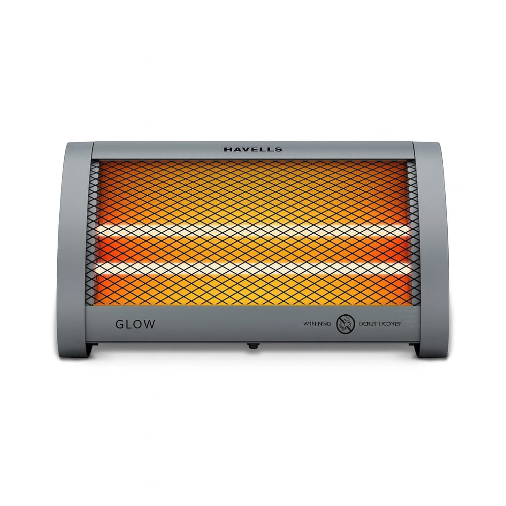 Havells GLOW Room Heater| Dual Heat Setting 400/800 Watt| Dual Quartz Heating Rods| Silent Operation| Tip Over Protection| Fire Retardant Material| Anti Rust Reflector| 2 Year Warranty(Grey)-image-4