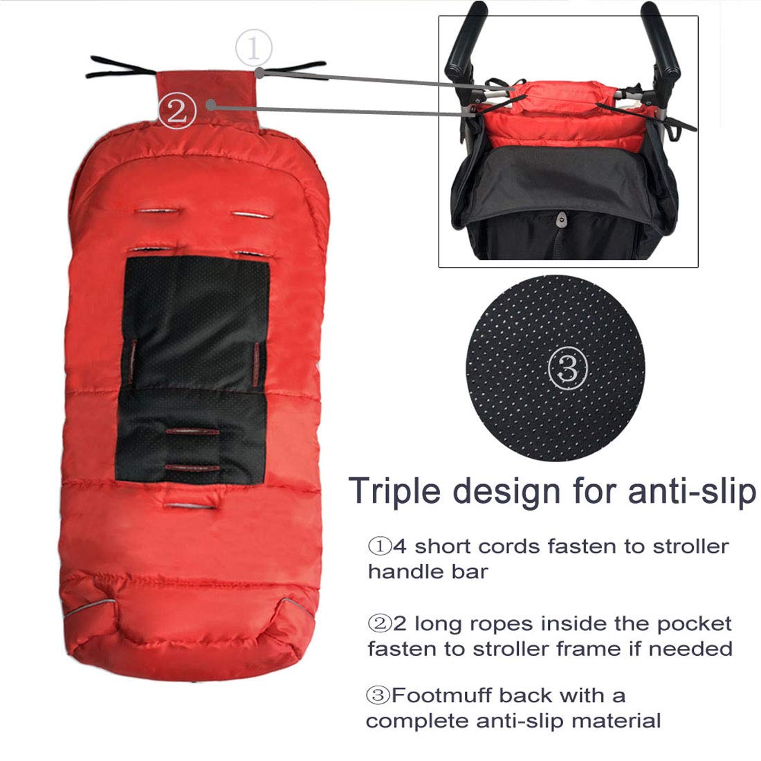 Winter Outdoor Tour Waterproof Baby Stroller Footmuff, Cozy Warm Toddler Sleeping Bag for Most Pushchair, Jogger, Strap Position Adjustable Stroller Blanket