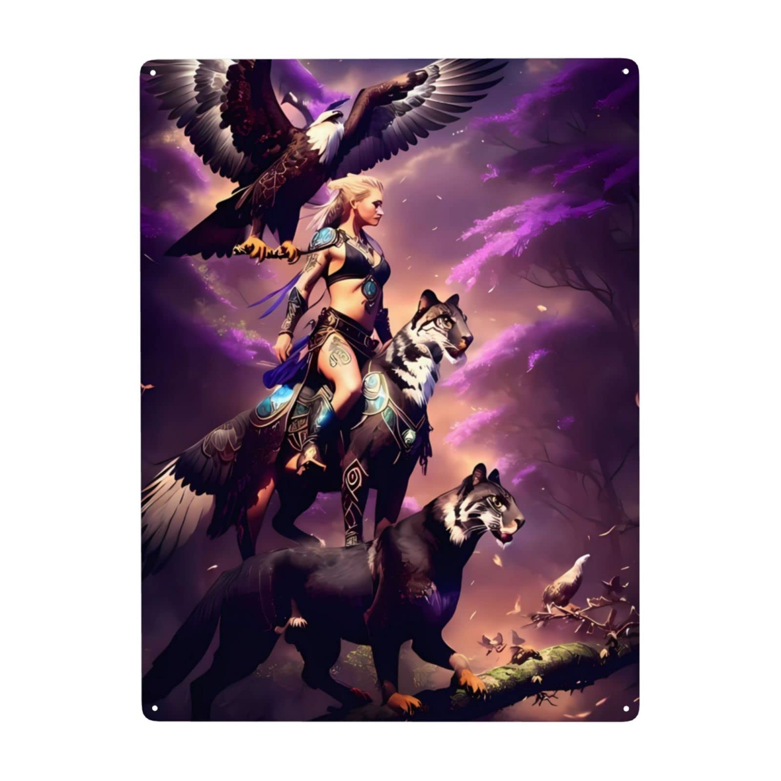 BVMPRS Eagle and The Beast Metal Outdoor Wall Decor,Funny Pictures Wall Decoration for Living Room,Retro Gothic Art Suitable for Bath Bedroom Office