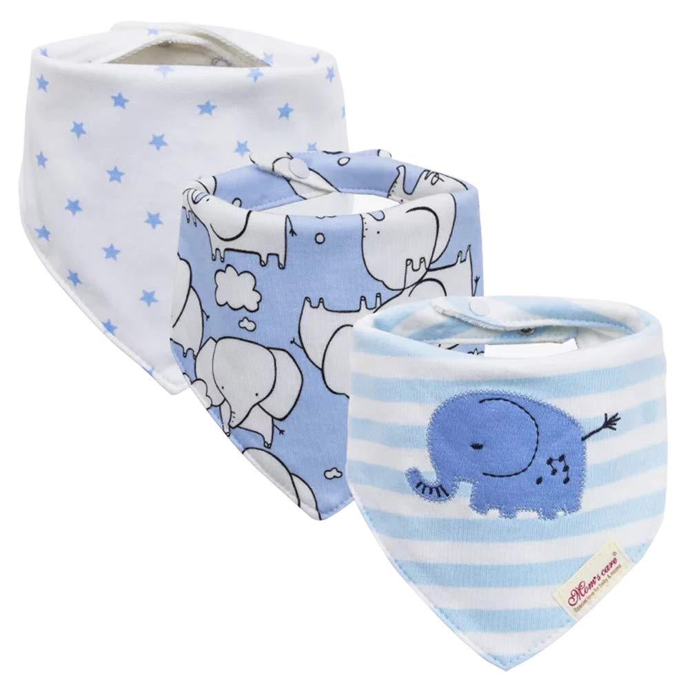 JN&LULU 3-Pack Newborn Baby Bibs Baby Bandana Drool Bibs for Drooling and Teething,Organic Cotton Bibs for Baby Shower Gifts (Light Blue)