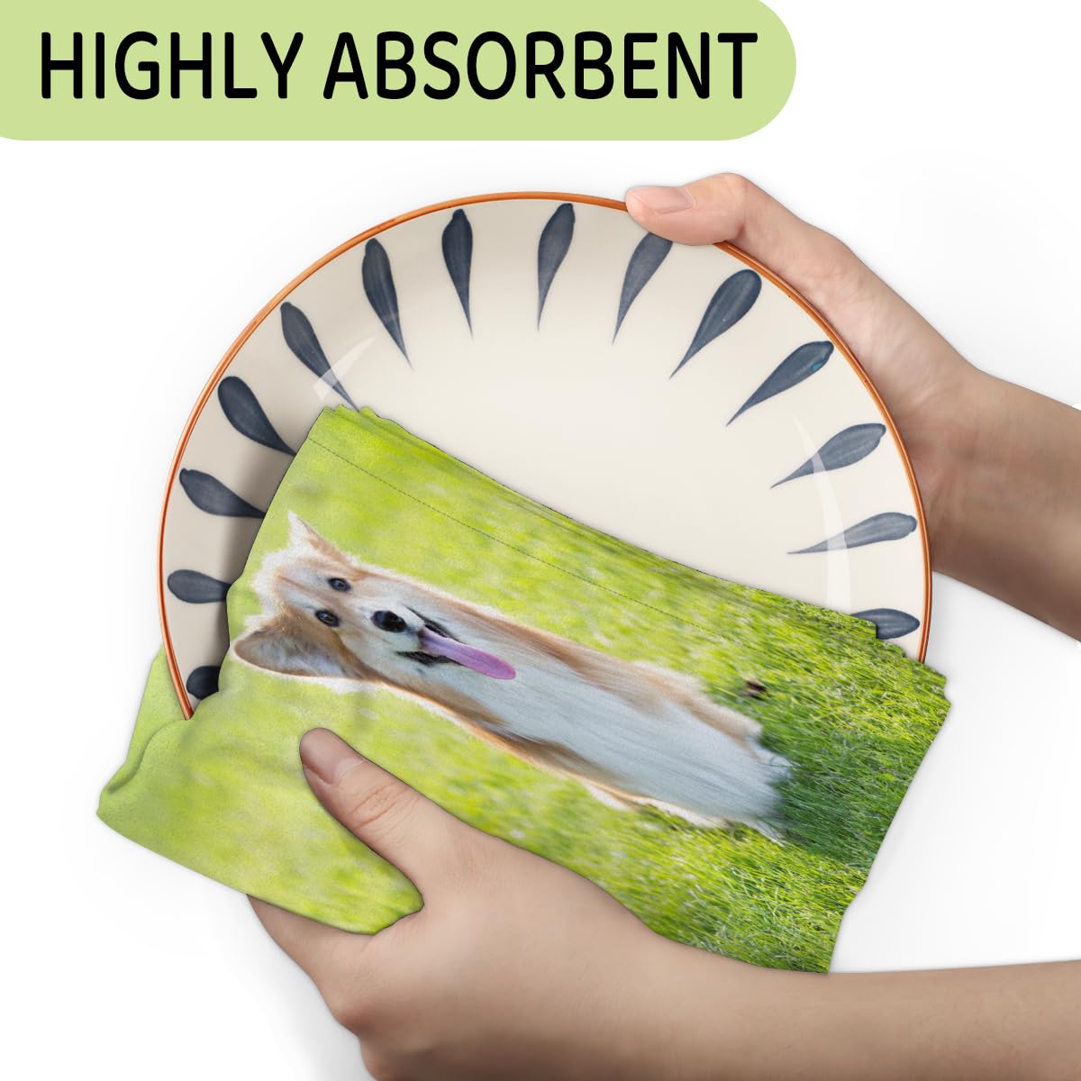 Lot De 2 Torchons De Cuisine à Suspendre Motif Chiens Corgi Ludiques Gris Automnal - Serviettes Ultra Absorbantes Et Décoratives 45,7 X 35,6 Cm