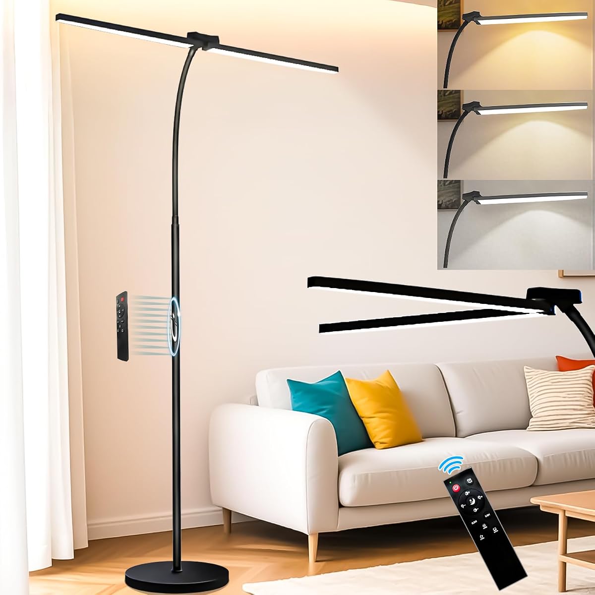 Starmoitic Dual Head Led Floor Lamp For Office 24W/2400Lm Floor Reading Lamp