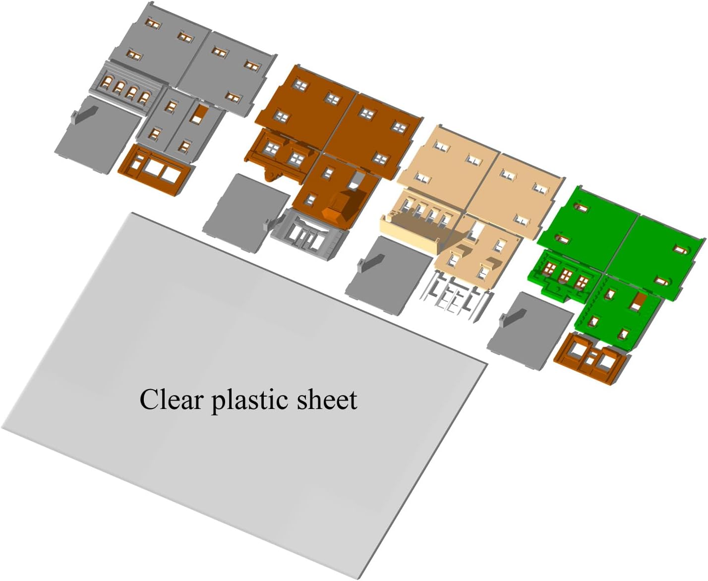 Outland Models Miniatures Classic City Shop/Store Set (2-Story) 1:160 N Scale