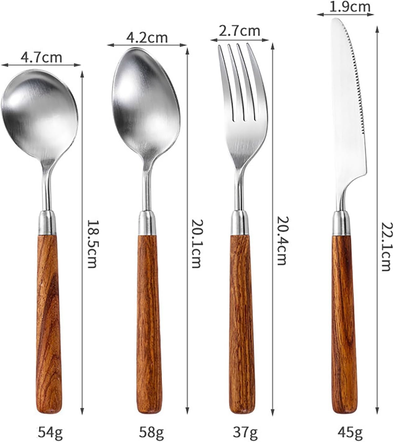 10-teiliges Besteckset Aus 18/10-edelstahl Mit Holzgriffen, Bestehend Aus Messern, Gabeln Und Löffeln. Rustikales Holzbesteck Für Küche, Haushalt, Hochzeit Und Silver 24 Piece Service for 6