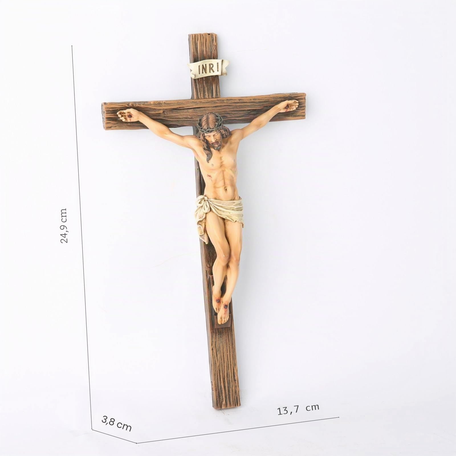 Crocifisso cattolico BC da parete, decorazione per la casa ispiratrice di Gesù Cristo, regalo religioso devoto, 25,4 cm, scultura rinascimentale fatta a mano da Buildclassic