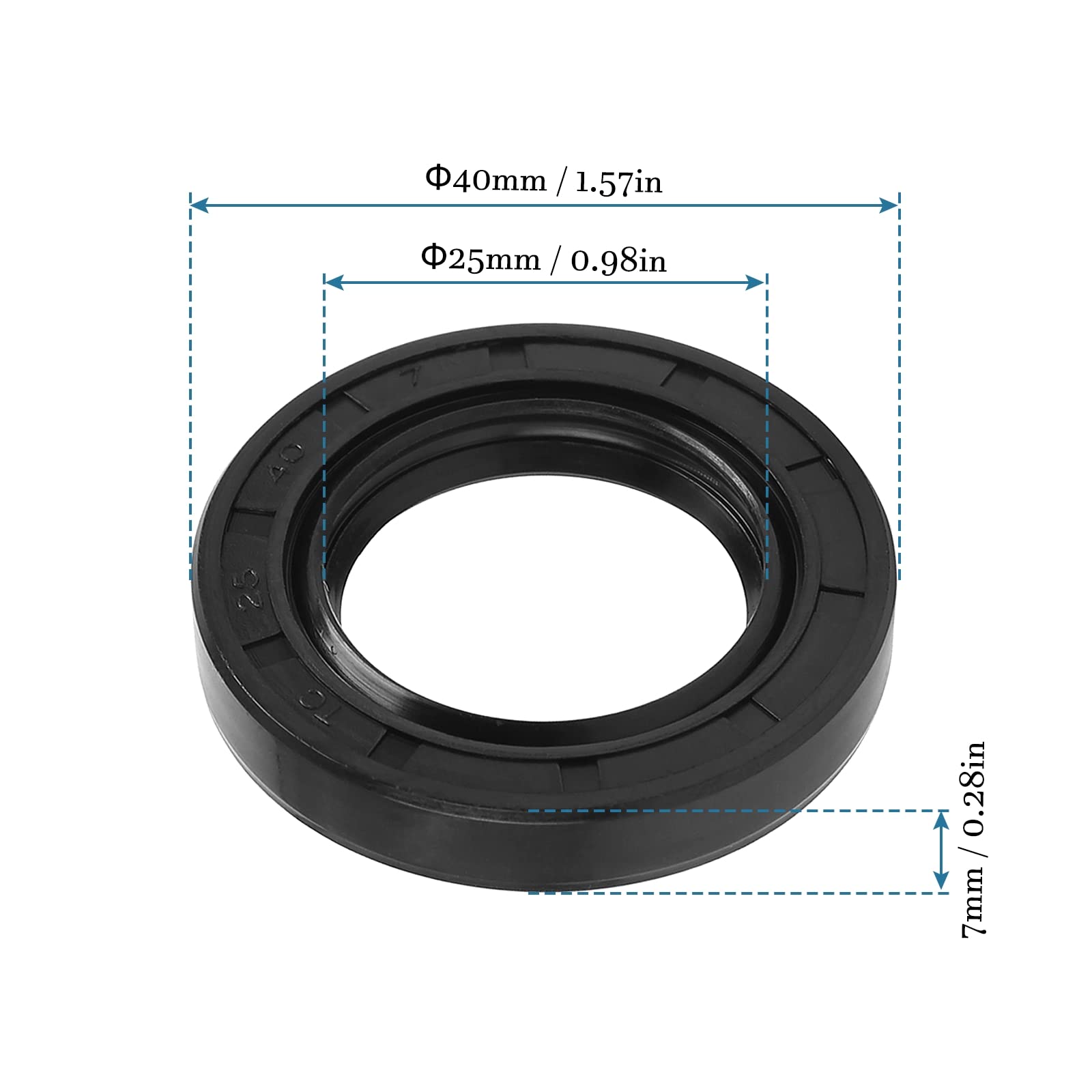 Paraolio TC 25x40x7mm - Gomma NBR Per Alberi Motore Moto - Doppio Labbro Nero - Foto 6