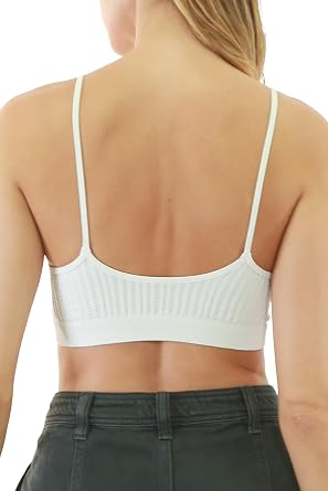 NIKIBIKI Women Seamless Ribbed V-Neck Bralette, Made in U.S.A