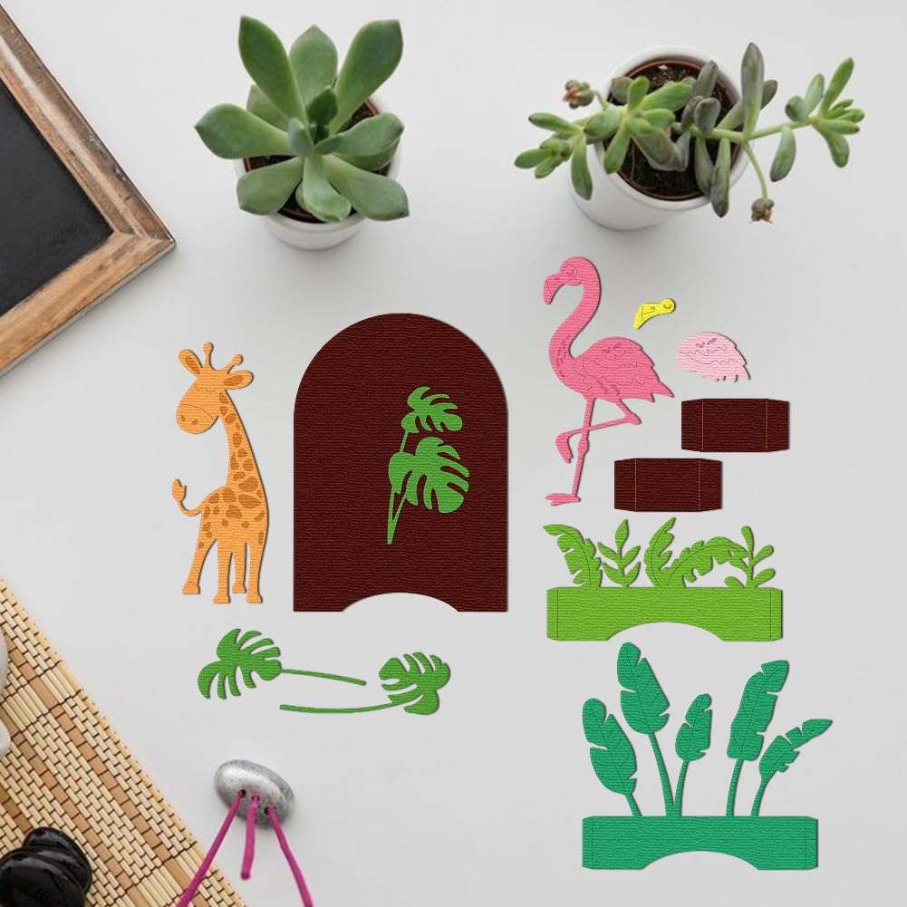 3D-Flamingo-Giraffen-Box, Stanzschablone, Kartenherstellung, Stanzschablone, Karbonstahl, Tierbox, Stanzformen, Scrapbooking, Prägeschablone für Grußkarten, Bastelalbum, Hochzeitseinladungen