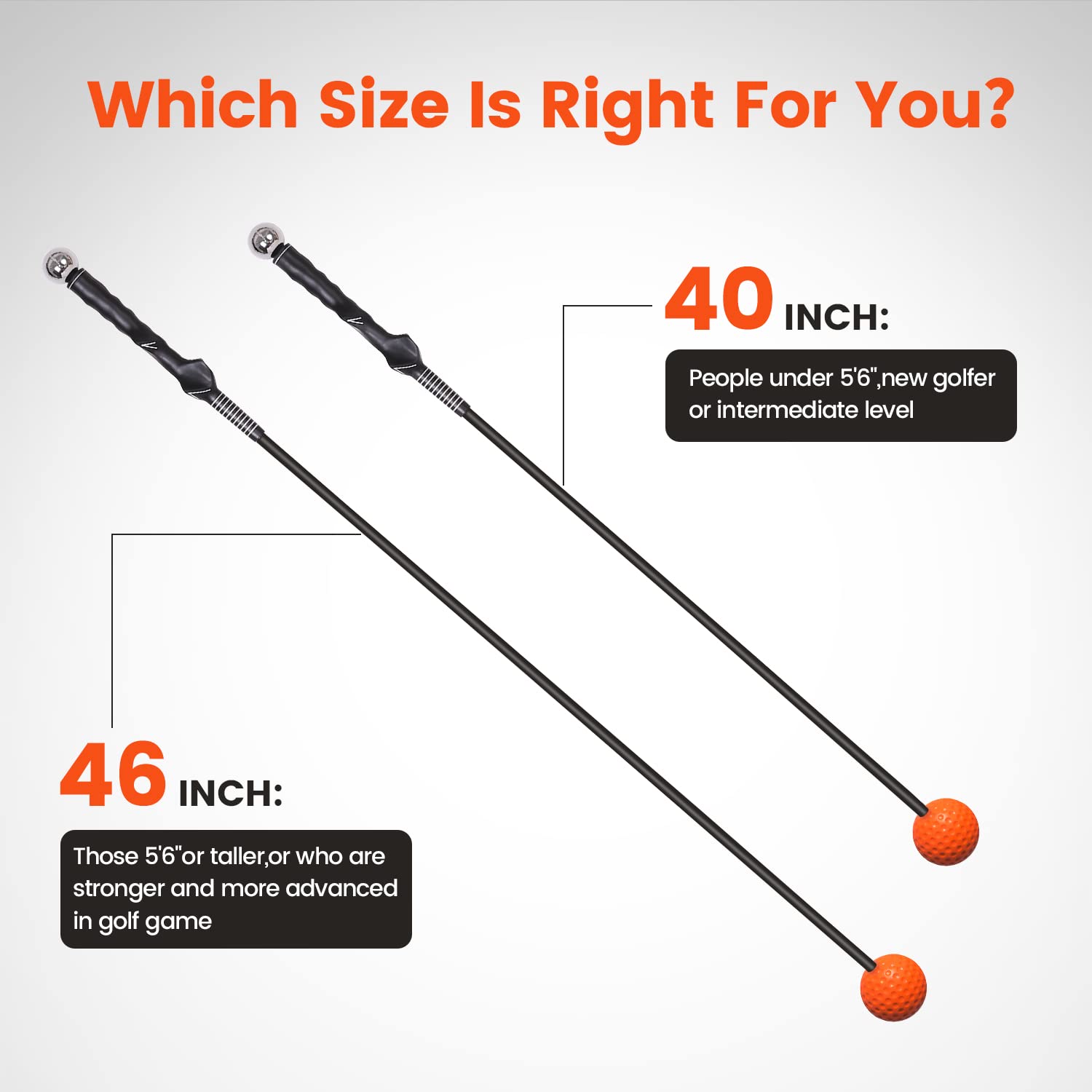 FUNJUMP Golf Swing Trainer,Golf Training Equipment for Strength Grip Tempo & Flexibility Training Aid,46inch for Beginner Golf Trainer Accessories