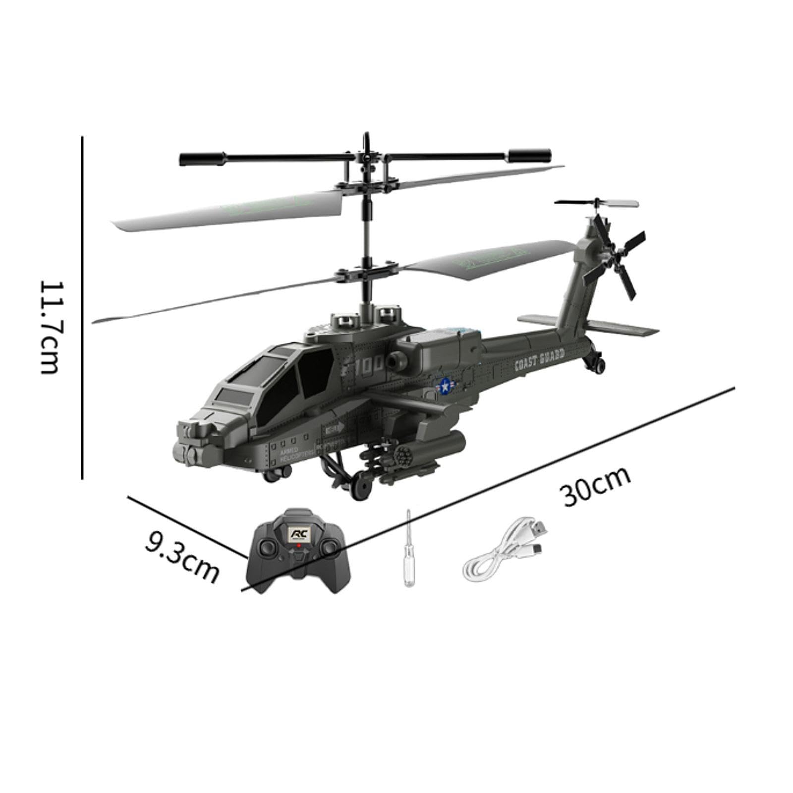 Harilla Ferngesteuerter Hubschrauber mit Lichtern, Sammlerstücke, 1 Schlüssel, Start/Landung, Flugzeug, Gyro-Stabilisator, RC-Helikopter für Anfänger, Grün