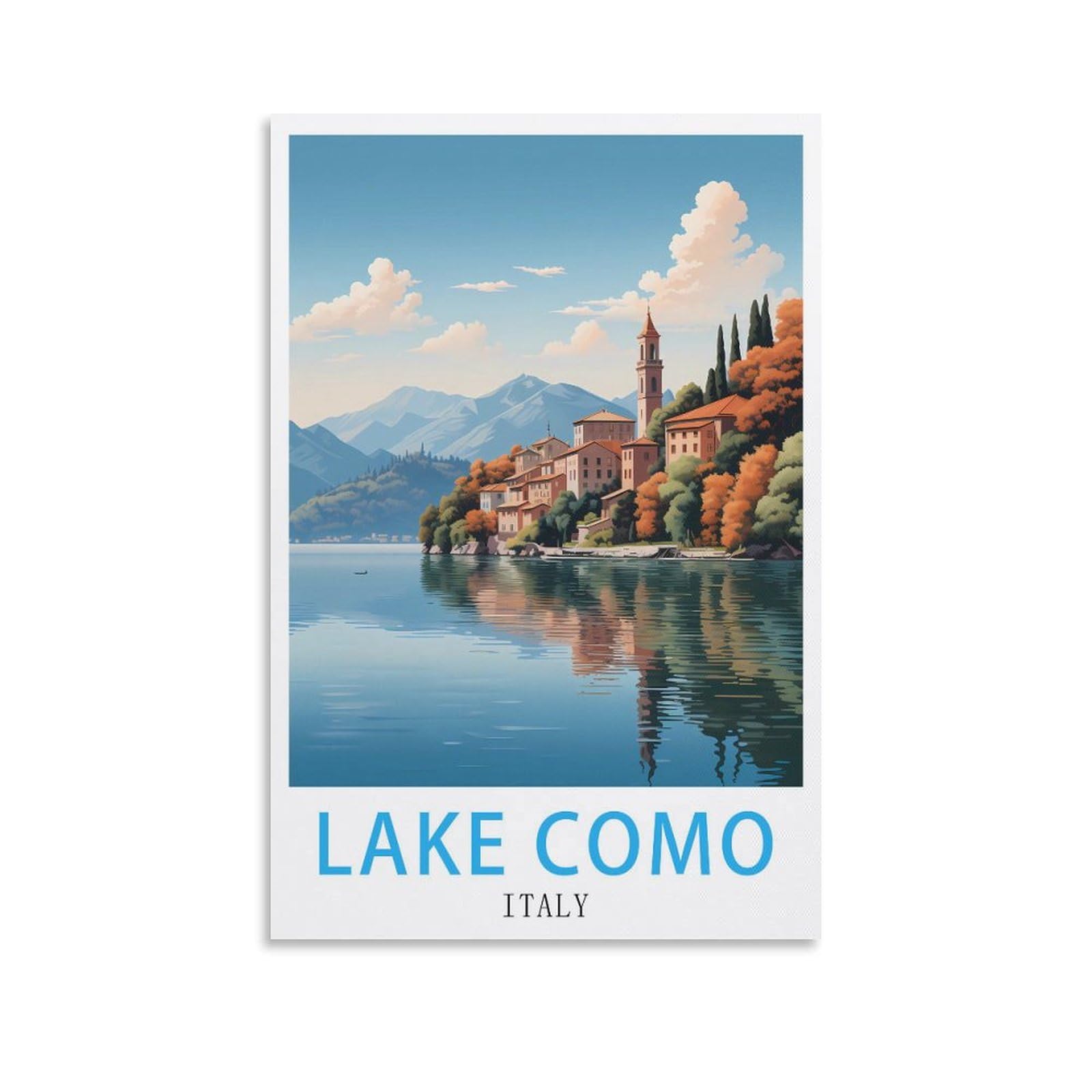 Lhjoiun Unframe-Style Lake Como Italy Vintage Travel Posters 12X18inch(30X45cm) Art Canvas Print For Living Room Bedroom Home Decoration Modern Art