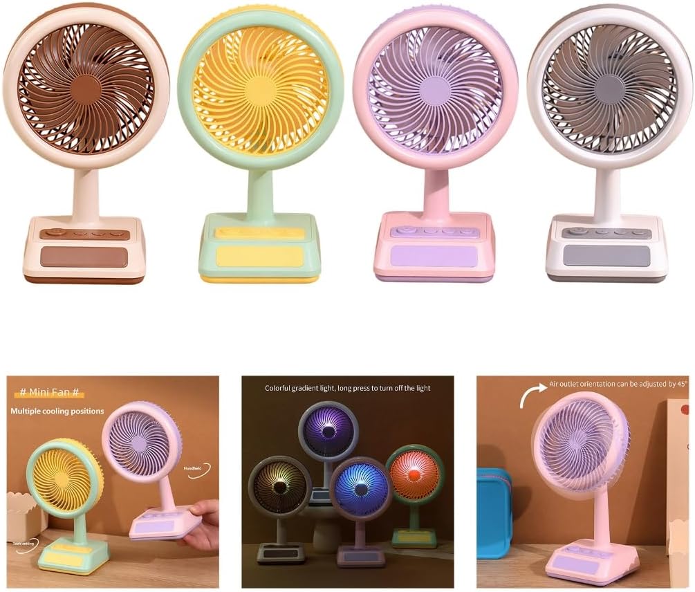 Cooling Fan with 3 Speed Adjustable Direction Rechargeable Desk Outdoor Desk Fan