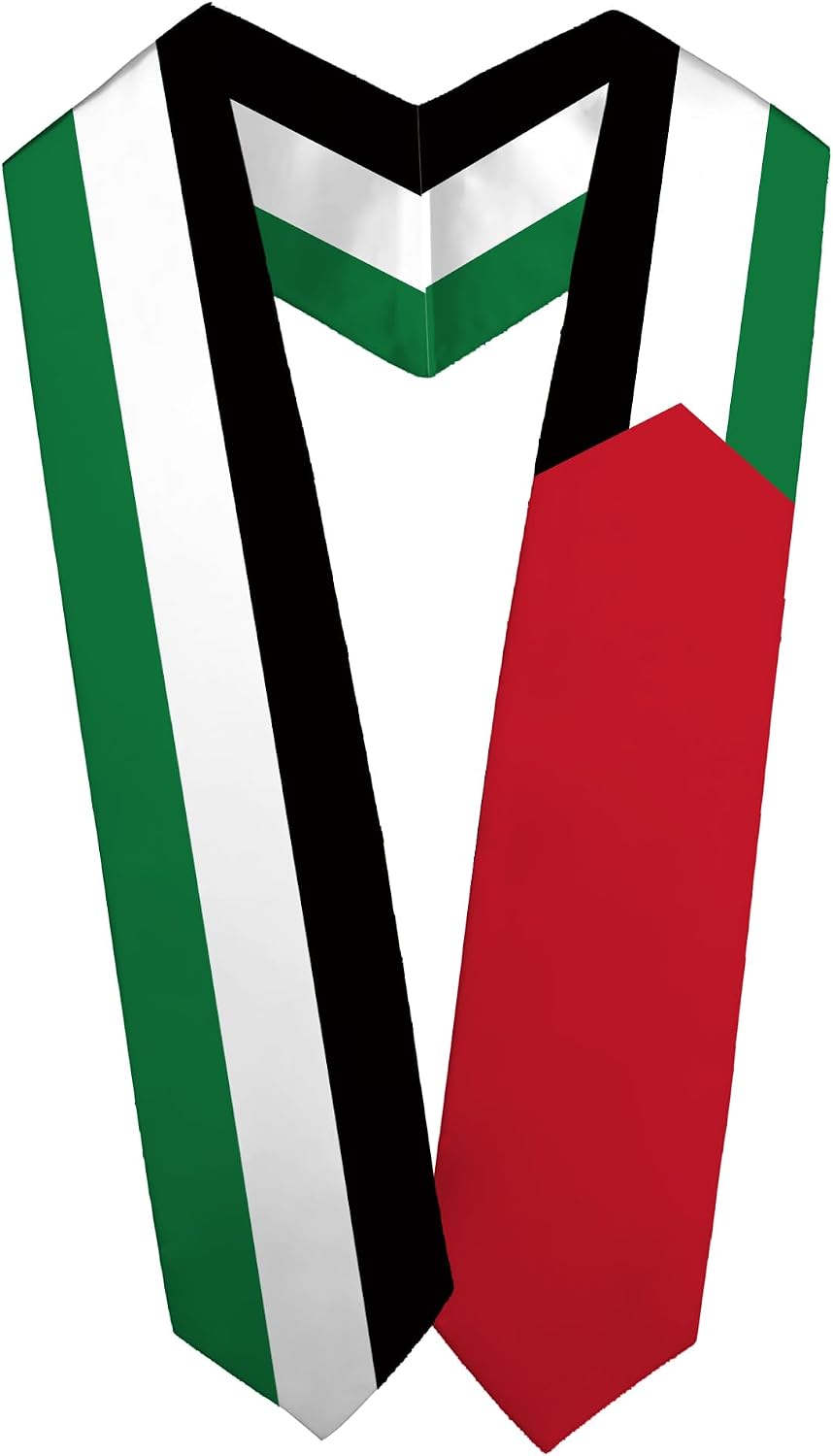 Palestine Flag Graduation Stole Sash for Study Aboard International Students Adult Unisex Gifts