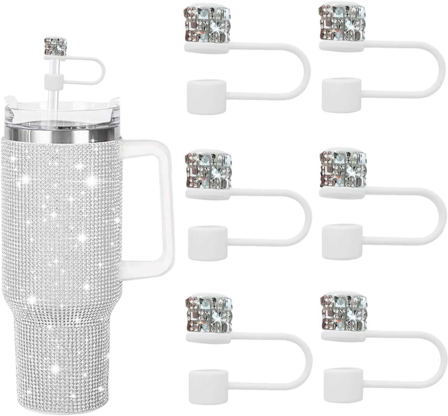 Bling Diamond Straw Cover Set for Tumbler Silicone Caps for Stanley 30/40oz