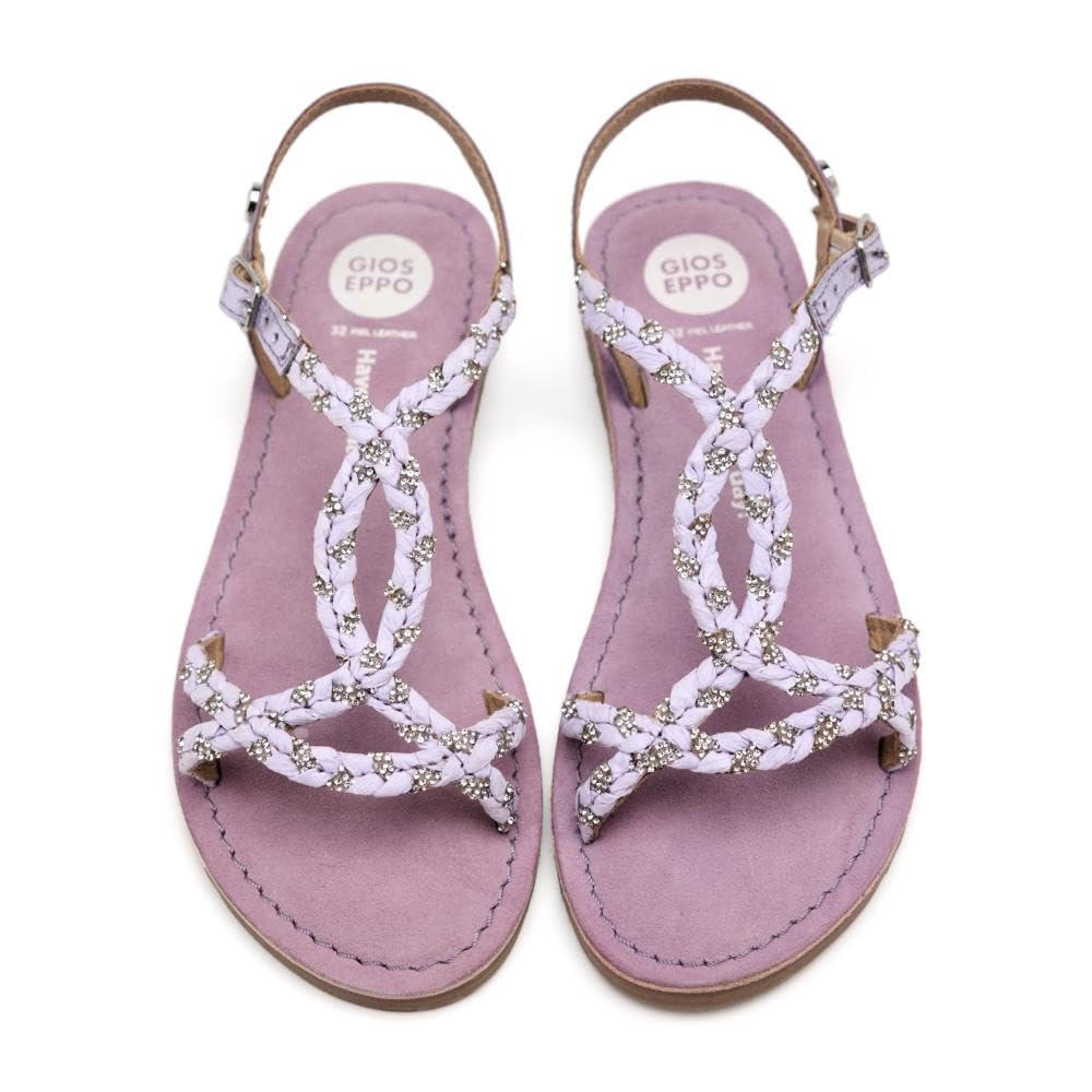 GIOSEPPO Sandals Leather, Strass And Raffia Wenham, lilac, 12.5 UK Child