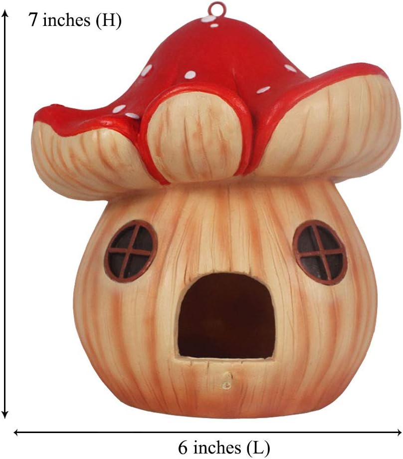 MARYTUMM Mushroom Hand-Painted Bird House, Outdoor Bird Hut, Waterproof Birdhouses for Outdoors Hanging, Cute Hanging Birdhouse for Outside : Patio, Lawn & Garden