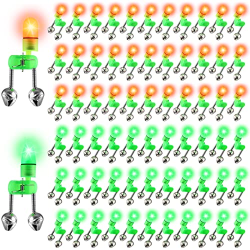120 Pcs Led Night Fishing Rod Bait Alarm And Fishing Indicator Set 60 Pcs Dual Ring Fishing Bite Alarm 60 Pcs Glow Fishing Light Portable Fishing Accessories On Fishing Rod, Green And Red Light #TOP24