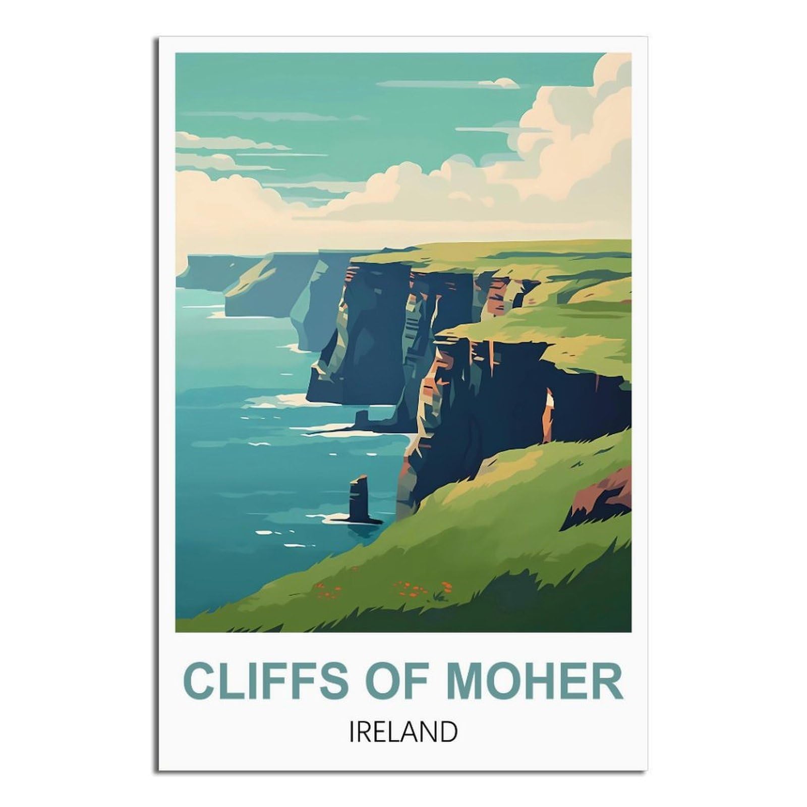 EZMLFA 5D Diamond Art Kits Adults，Cliffs of Moher Ireland,DIY Cross Stitch Crystal Rhinestone Embroidery Pictures Craft for Home Wall Deco 30x40cm