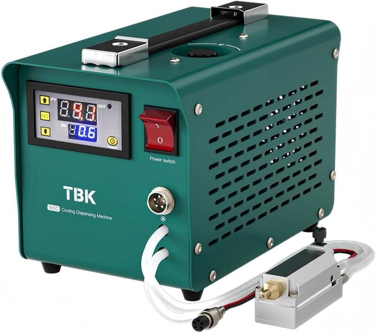 TBK 983C AB Glue Cooling Dispensing Machine Anti-Curing System, -5°C Temperature Control, 80W Two-Part Adhesive Dispenser with Digital Display for Phone Repair, Electronic Assembly, 12V