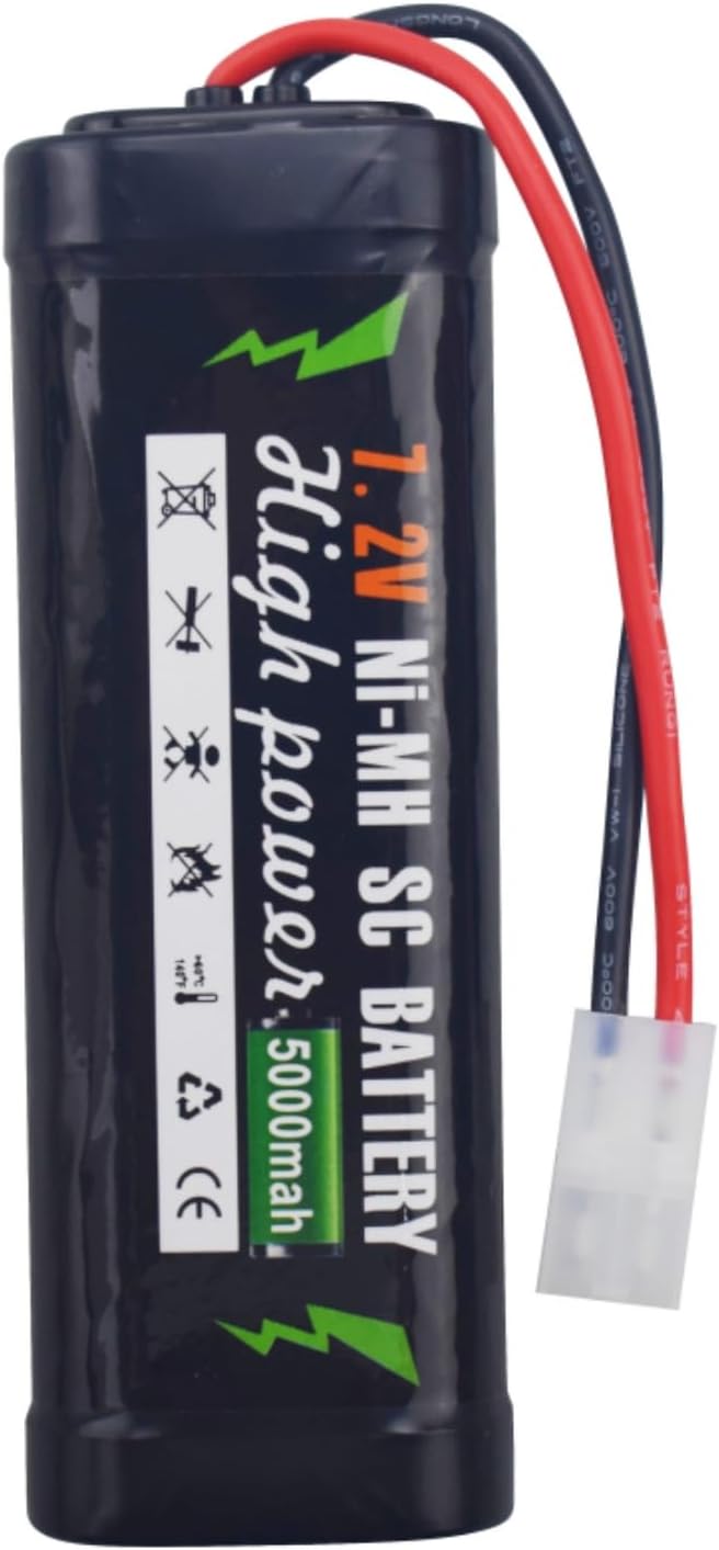 sea jump 7.2V 5000mAh NiMH Battery with KET-2P Plug and USB Charger Suitable for RC Truggy Buggy Tank Racing Remote Control Car Truck High-Power with Tamiya Connector Battery