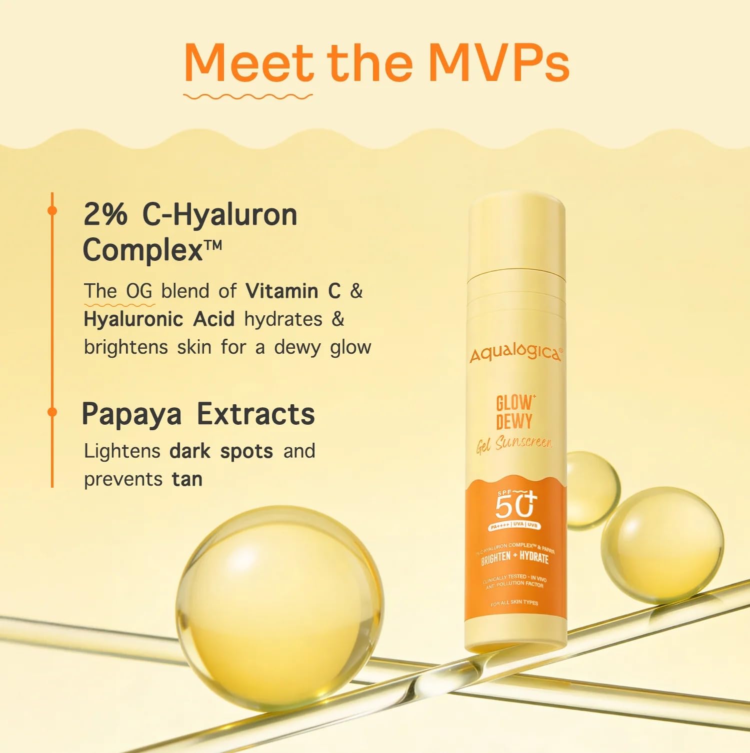 Aqualogica Glow+ Dewy Gel Sunscreen - 50 g x 3 | SPF 50+ PA++++ | In-Vivo Tested | New-age Filters | 12-Hour* Sun Protection | Tan Protection | For Bright & Hydrated Skin | Fragrance-Free & No White Cast | C-Hyaluron Complex™ & Papaya | Broad Spectrum UVA/B & Blue Light Protection | Lightweight | For Men & Women 4