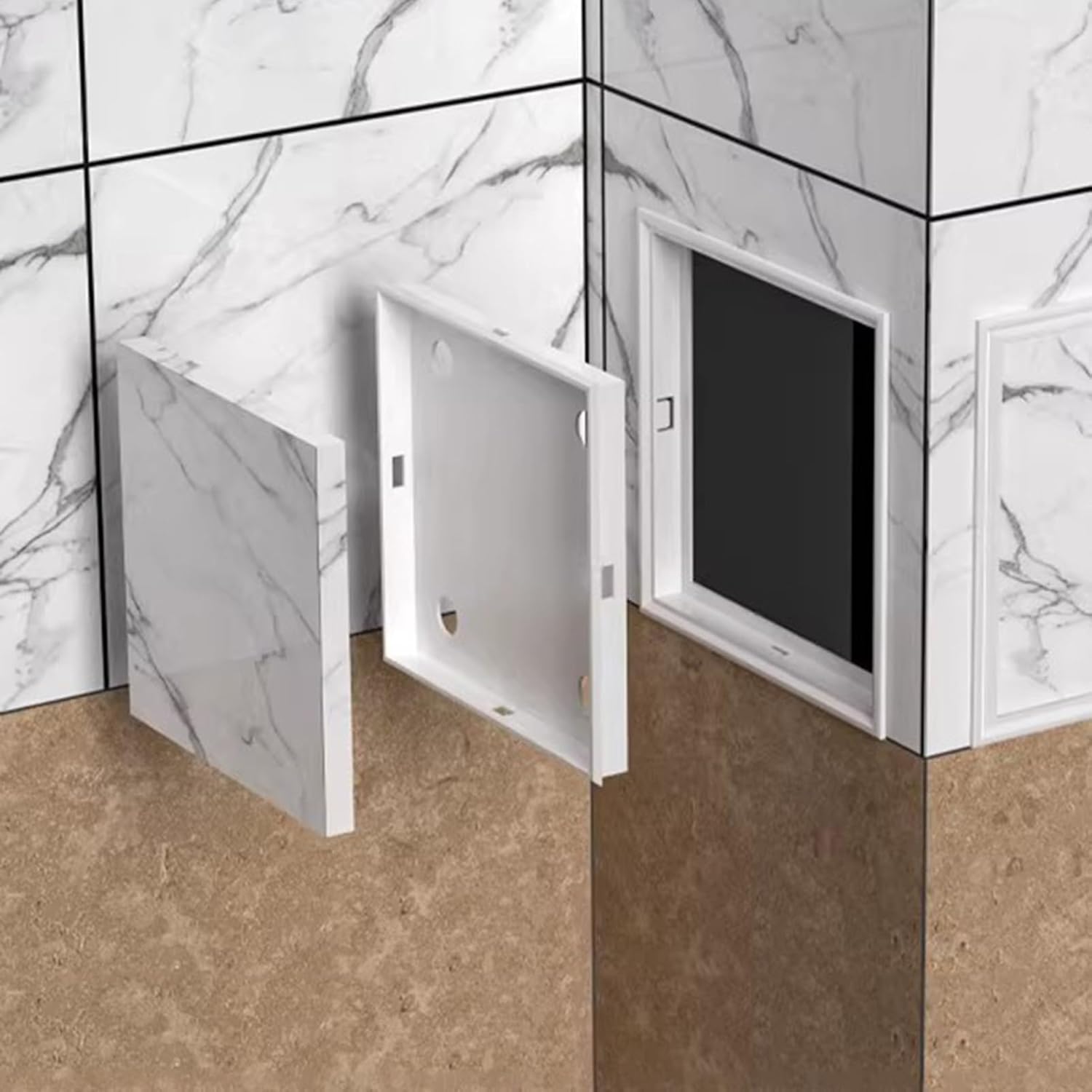 k3Mq9Rw Recessed Access Panel Splicing Inspection Port For Shower Pipes, Small Snap-on Wall Hole Cover(White,20x20cm (7 7/8" x7 7/8"))