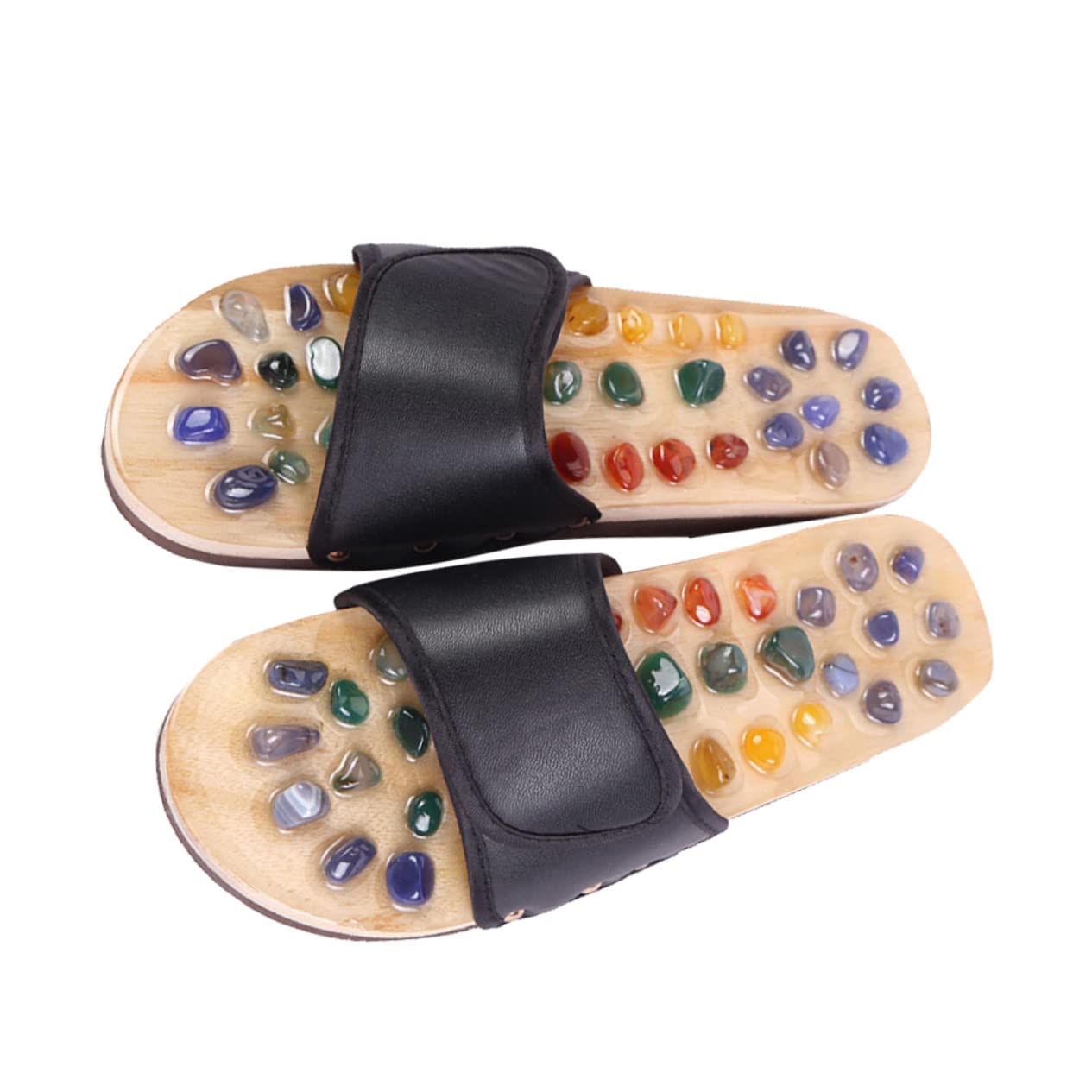 Beavorty Akupunktur Sandalen Massagepantoffeln Fußmassage Schuhe Ergonomisches Design für Füße Entspannung Schwarz Yards
