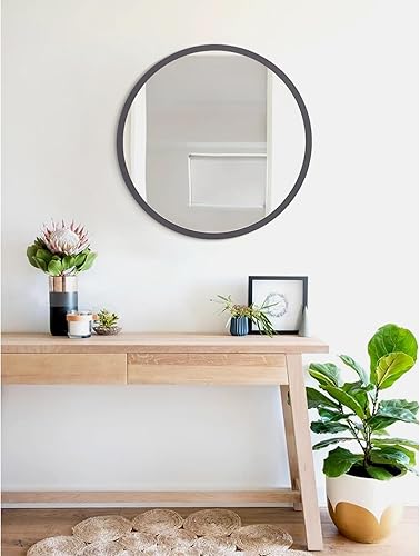 Miniatura 5 de Espejos redondos grandes para espejo circular de pared para baño, espejo redondo con marco de madera de 24 pulgadas para baño, espejo de maquillaje