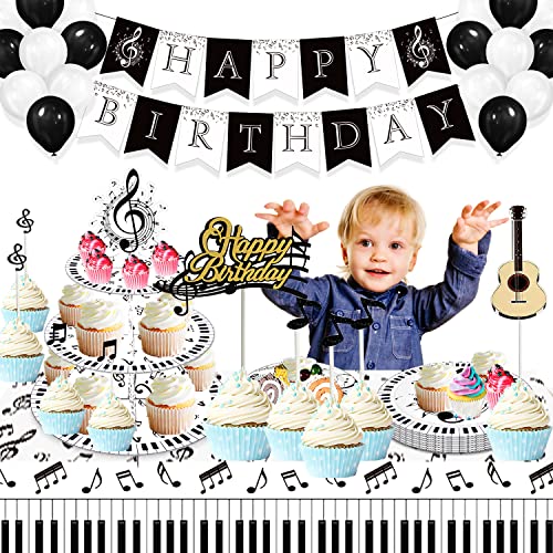 Hspaidyp 9Pcs Music Cake Topper Music Party Supplies Happy Birthday Cake Topper Rock Star Guitar Cake Topper Musical Notes Cake Topper,For Baby Shower Music Themed Rap Music Birthday Party Cake Decorations thumb #4