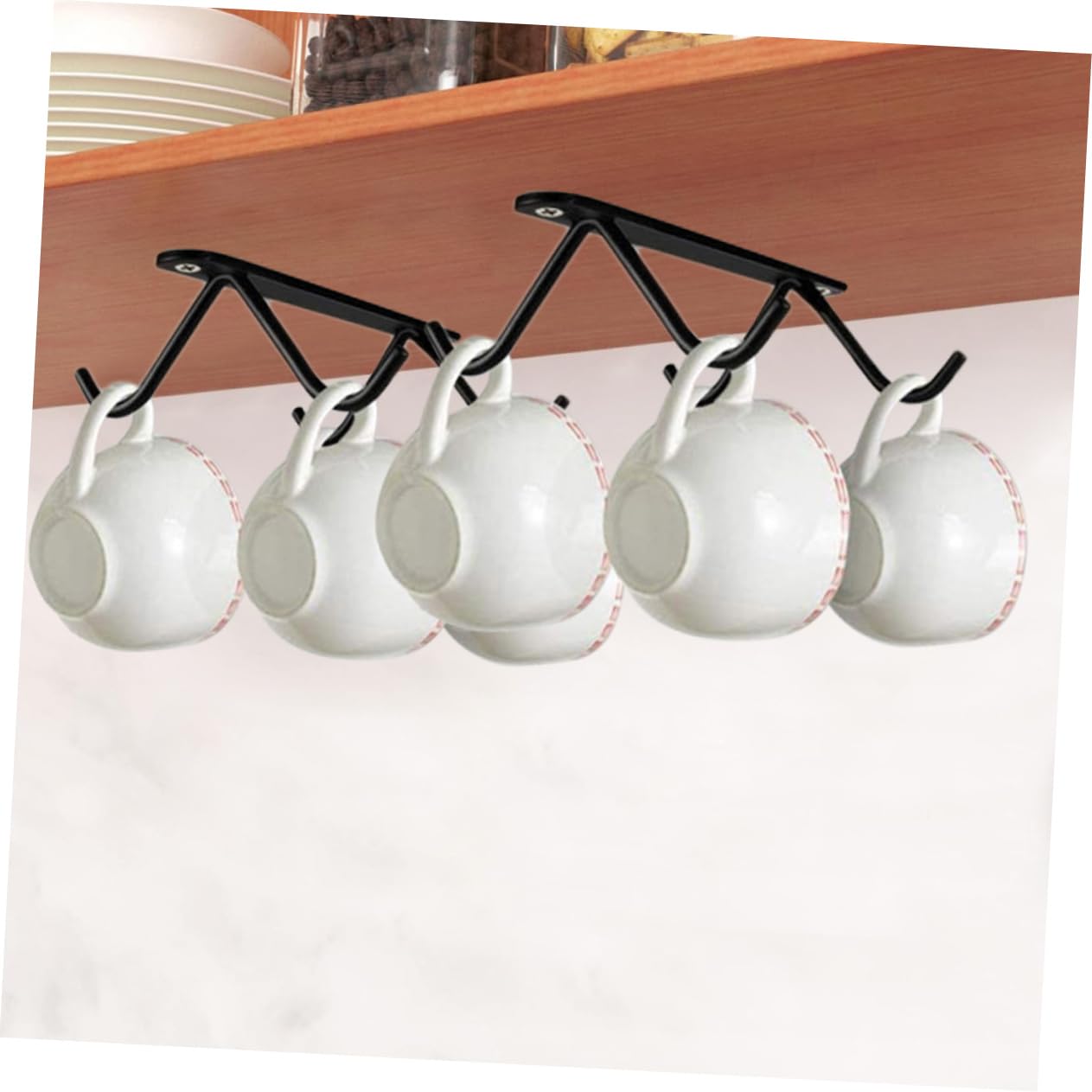 ABOOFAN 5 Set Allacciare Staffa Per Tazze Sotto L'armadio Supporto Per Scola Tazze Accessorio Da Cucina Portabicchieri Per Uso Domestico Porta Tazze Black Ferro Da Stiro 2 Pezzi * 5