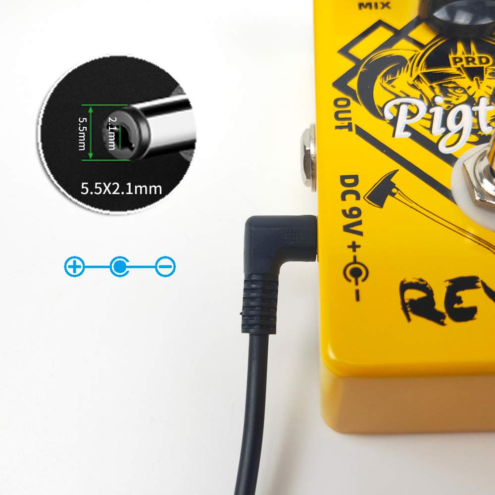 4 Pack Guitar Pedal Power Supply DC Cable 60CM Male to Male Black for Guitar Effect Pedal