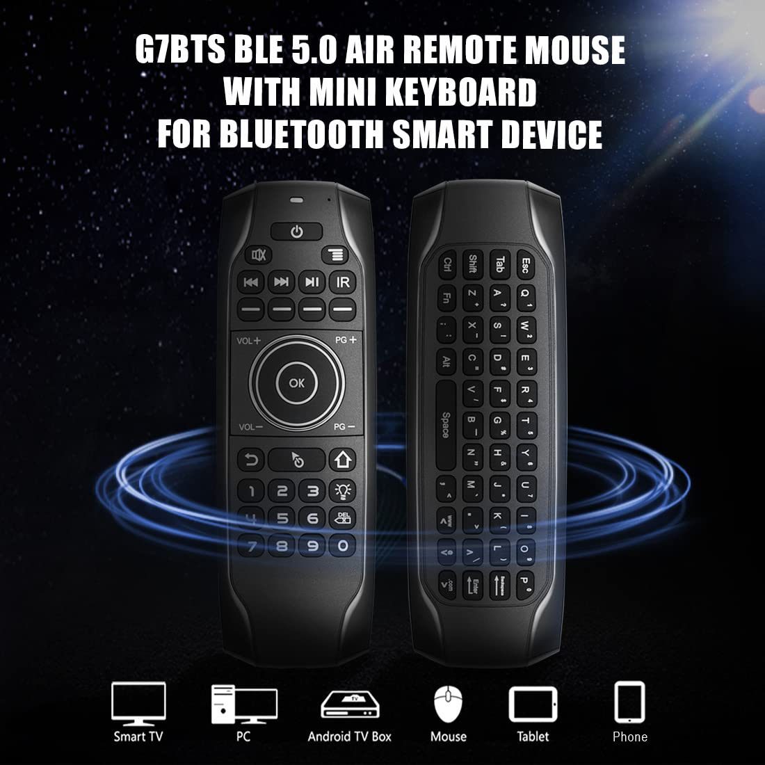 Cuifati Air Remote Mouse, Bluetooth 5.0 Remote Mouse, Unterstützung von 5-Tasten-Infrarotlernen, 6-Achsen-Gyroskopsensor,