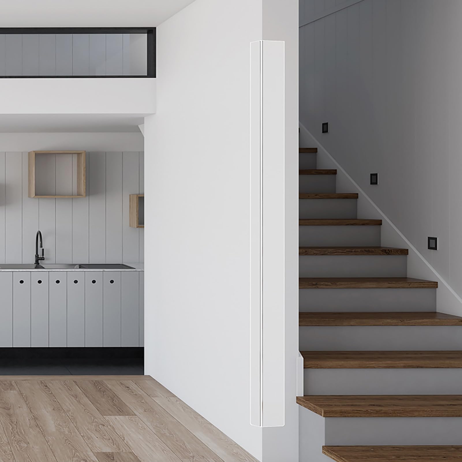 Perfil de Transición para Suelo Protector de Esquinas de Pared Transparente con Ángulo de 90°, Tira de Moldura Autoadhesiva para Bordes de Pared, Protectores de Borde de Escalera en Forma de L(30 mm (