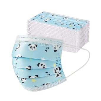 Cute kids Face Mask,Childrens 3 Ply Protective Earloop Disposable Face Masks with Blue Pandon Print,50PCS